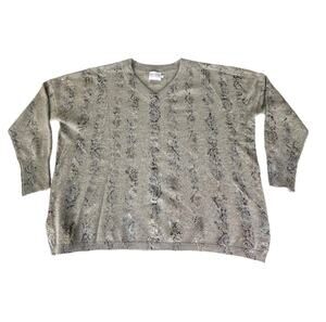 Brodie Cashmere- Copper Python Harriet V- Neck Light Brown Size Large